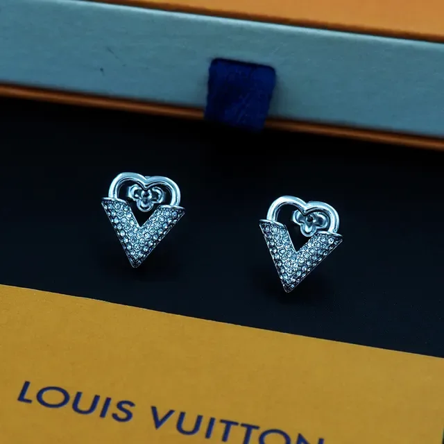 Silver-Tone Heart and V Crystal Pavé Stud Earrings 6