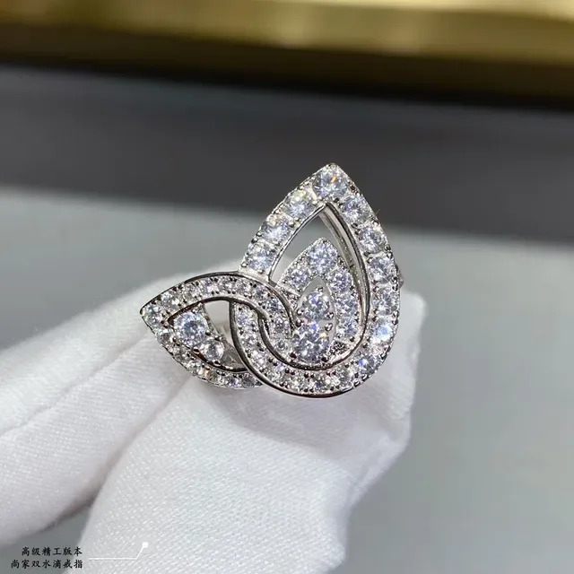 Silver-Tone Pavé Leaf Motif Openwork Ring 9