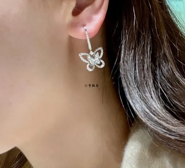 Boucles d'oreilles argent papillon silhueta pavé pierres blanches 8