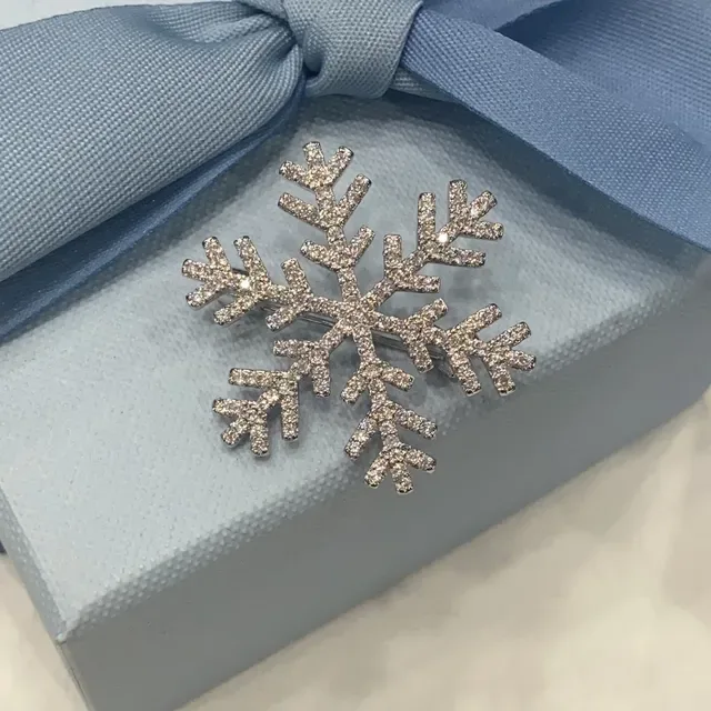 Snowflake Pavé-Set Clear Stone Brooch 5