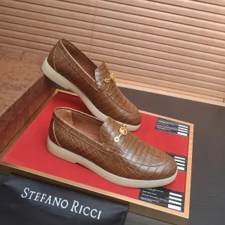 Stefano Ricci بني بيج جلد التمسيم مموج ذهبي حصان حصان تجهيزات لؤفير