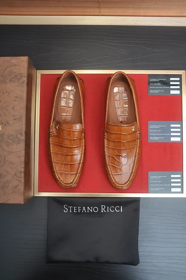 Stefano Ricci Crocodile-Embossed Tan Loafers 5