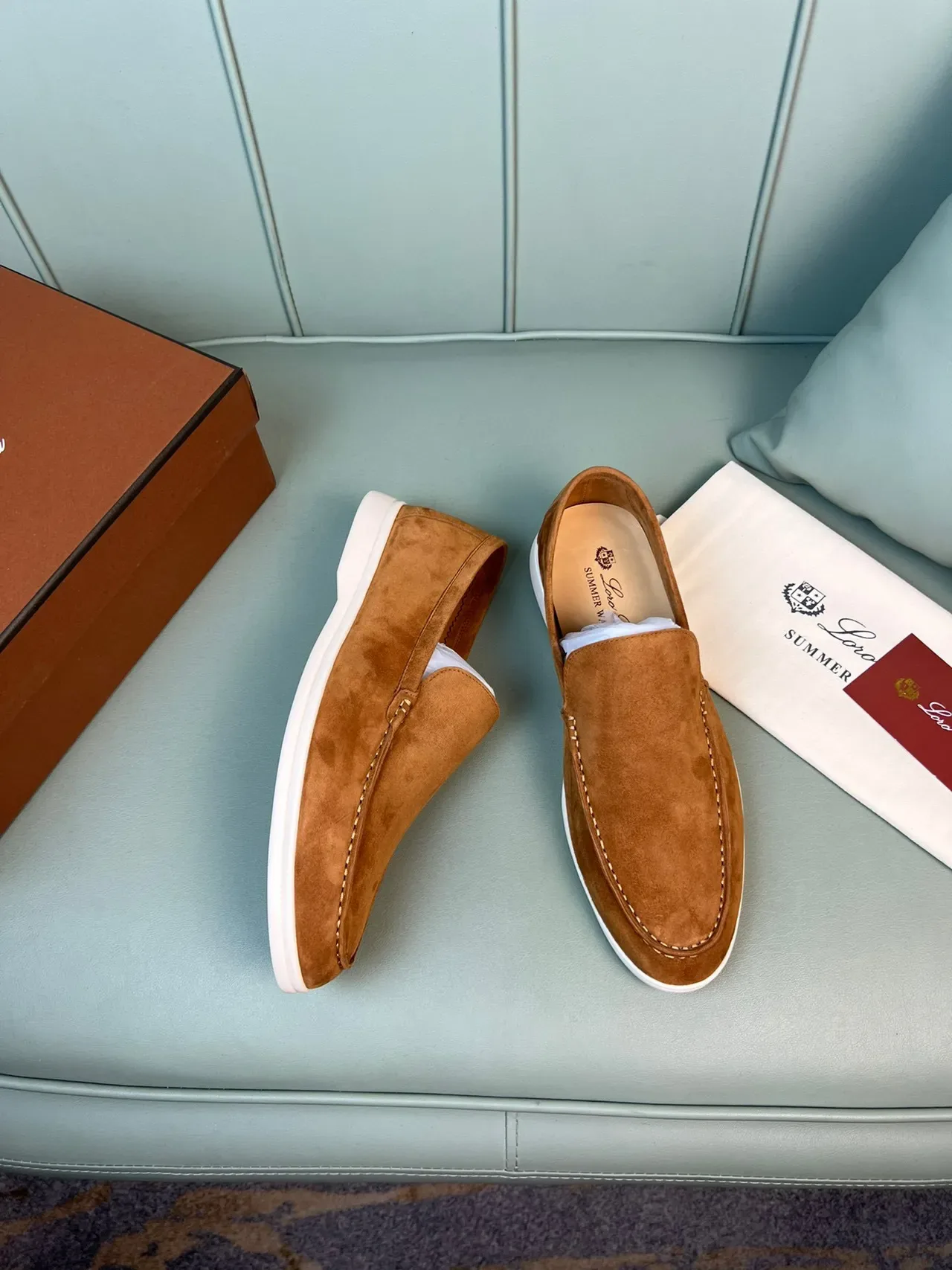 Tan Suede Moc-Toe Slip-On Loafers 6