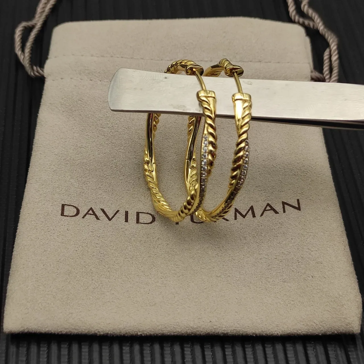 Twisted Rope Pavé Hoop Earrings 11