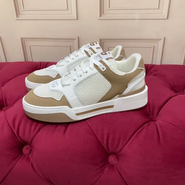 White and Beige Mesh-Paneled Lifestyle Sneaker 7