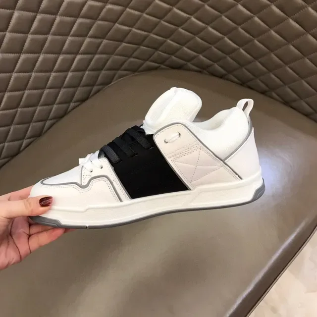 White and Black Layered Synthetic Lifestyle Sneaker 8