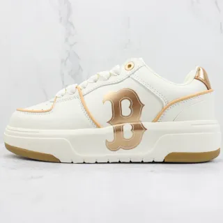 White and Gold Monogram Platform Chunky Sneakers