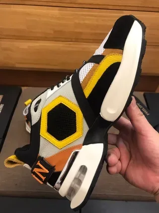 White Black Yellow Orange Multi-Panel Lifestyle Sneakers 5