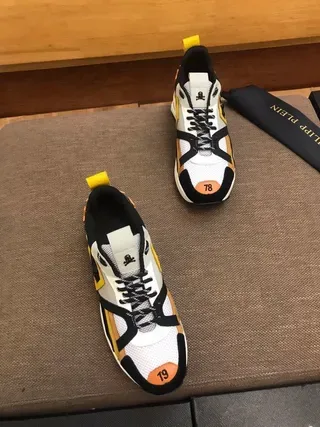 White Black Yellow Orange Multi-Panel Lifestyle Sneakers 8