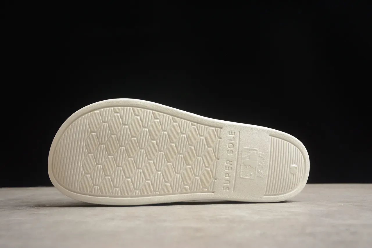 White Gold Molded Rubber Sole Stitched Strap Slippers 10