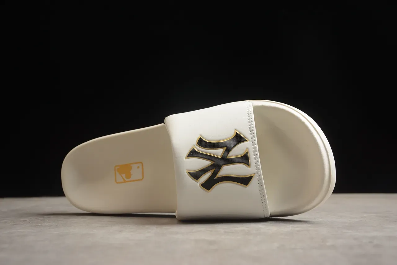 White Gold Molded Rubber Sole Stitched Strap Slippers 11
