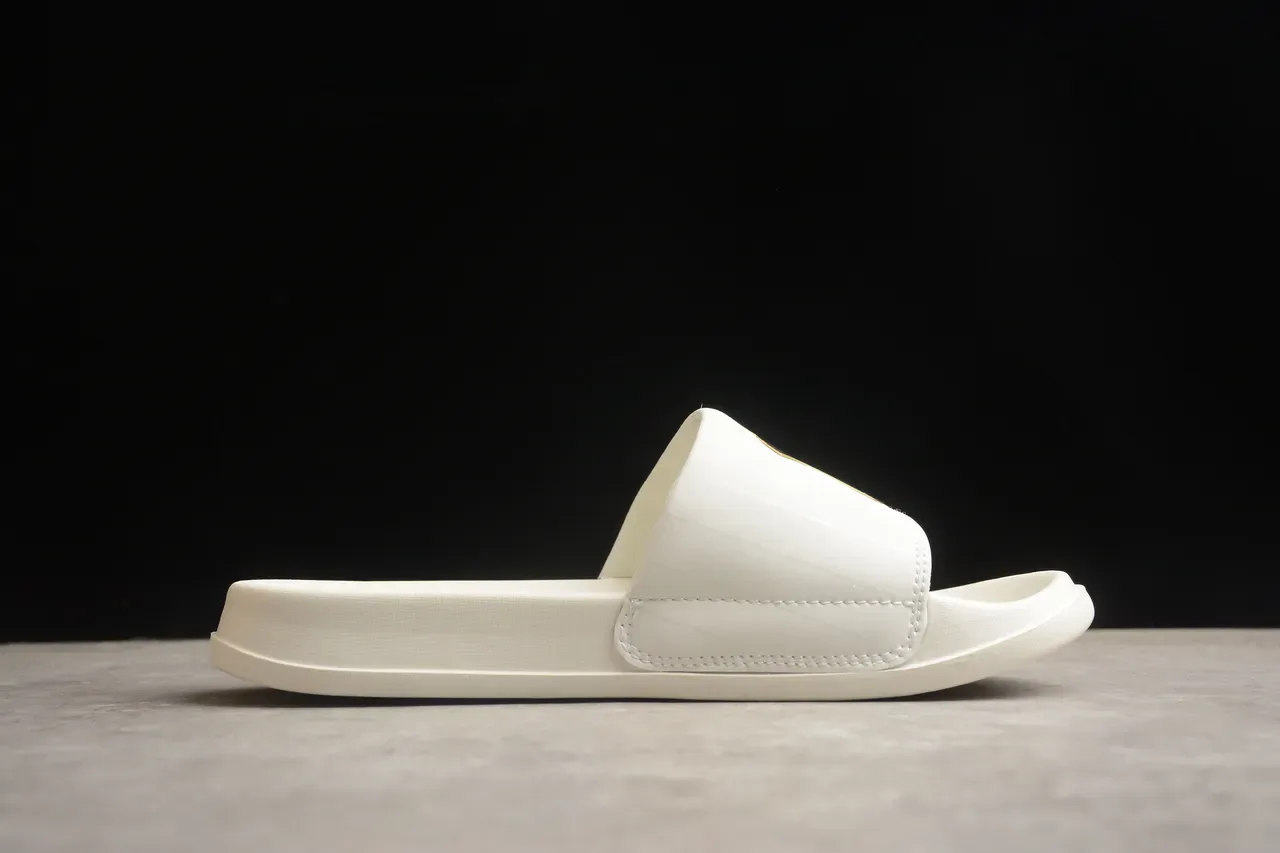 White Gold Molded Rubber Sole Stitched Strap Slippers 12