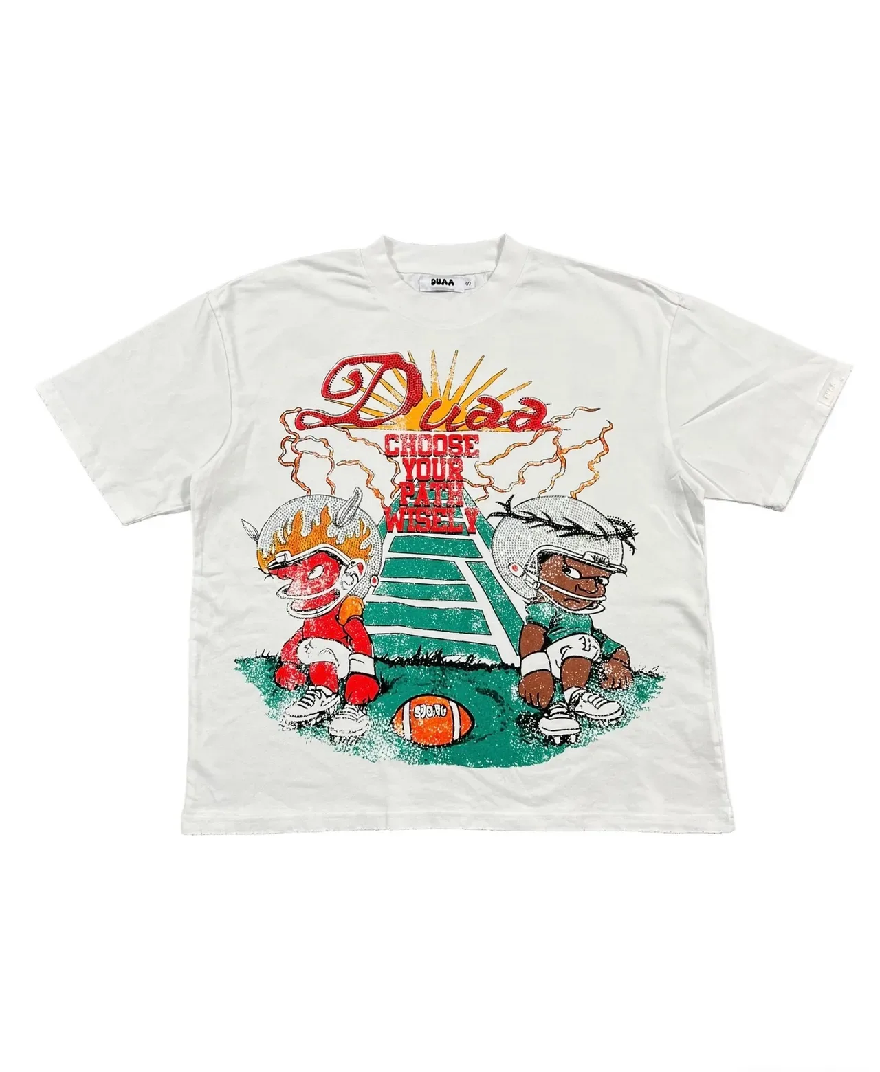 White Graphic-Print Oversized T-Shirt 9