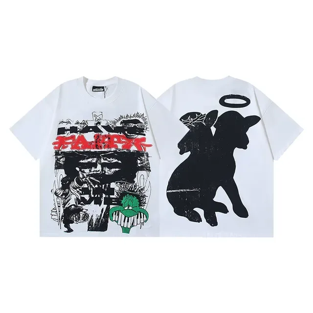 White Graphic-Print Oversized T-Shirt 4