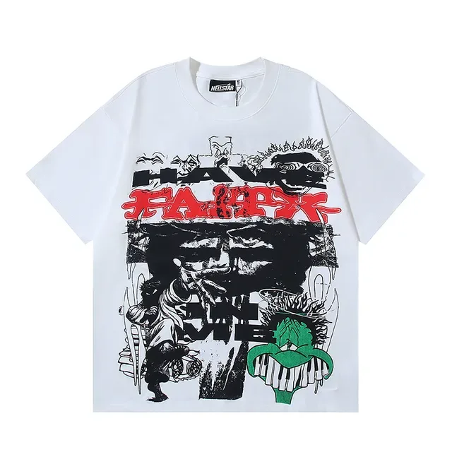 White Graphic-Print Oversized T-Shirt 5
