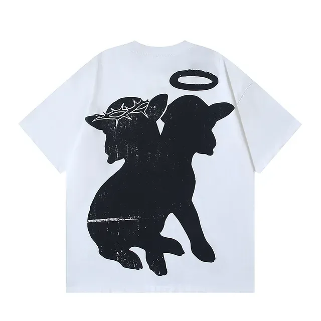 White Graphic-Print Oversized T-Shirt 6