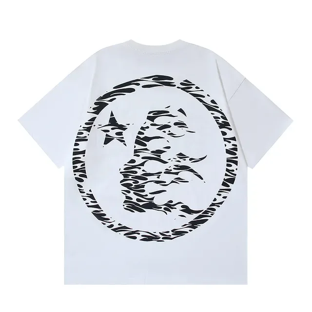 White Graphic Zebra-Print Star Motif Oversized T-Shirt 6