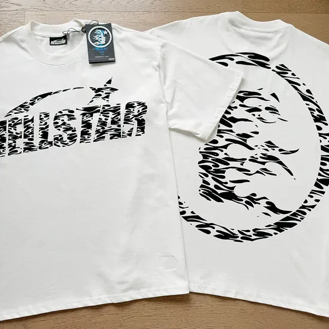 White Graphic Zebra-Print Star Motif Oversized T-Shirt 7