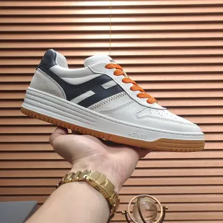 Zapatilla Lifestyle Blanca, Azul Marino, Naranja con Suela de Goma