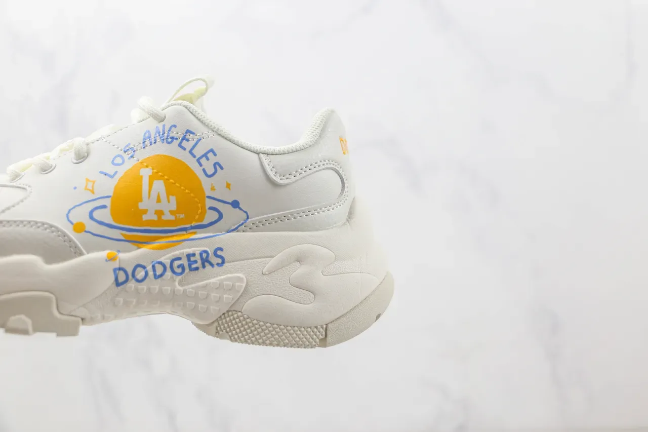 White Yellow Chunky Sole Graphic-Print Side Panel Sneakers 7