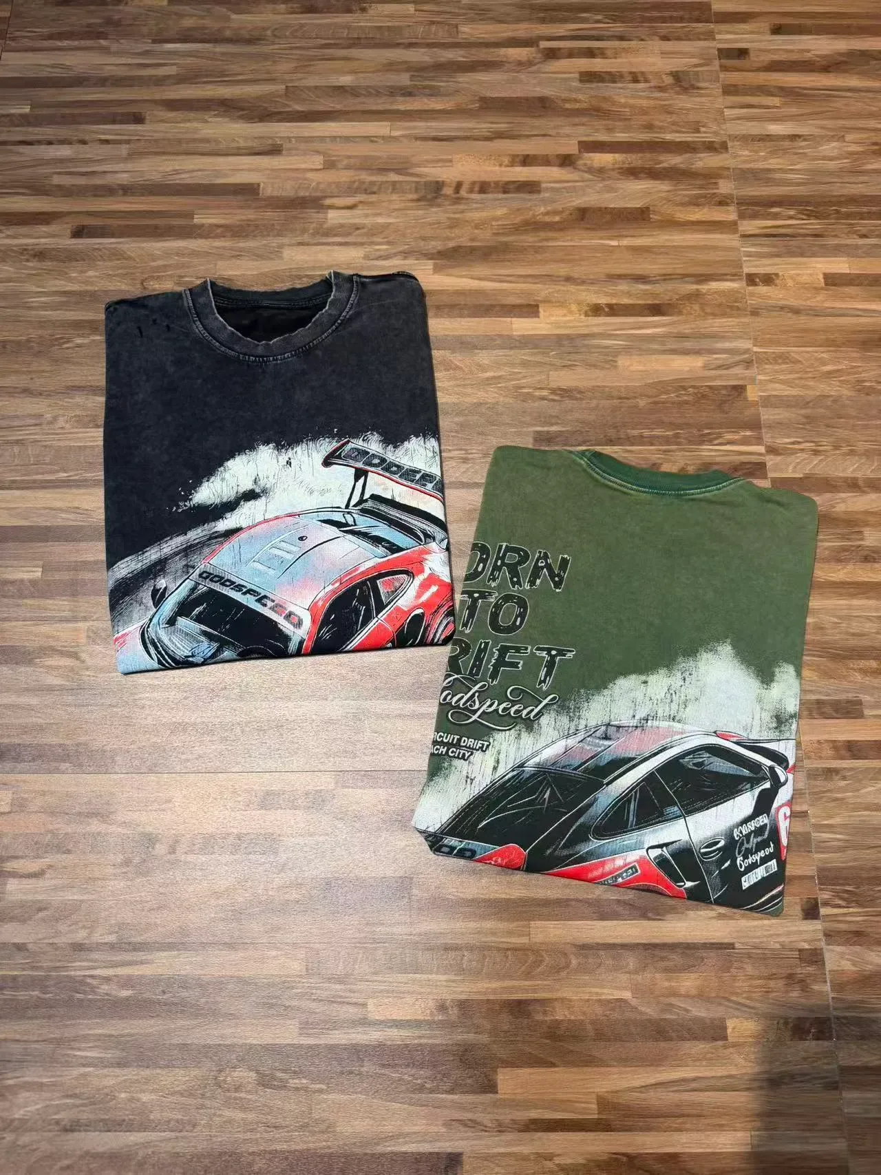 T-shirt Godspeed noir et vert armée à lavage usé et imprimé graphique 3