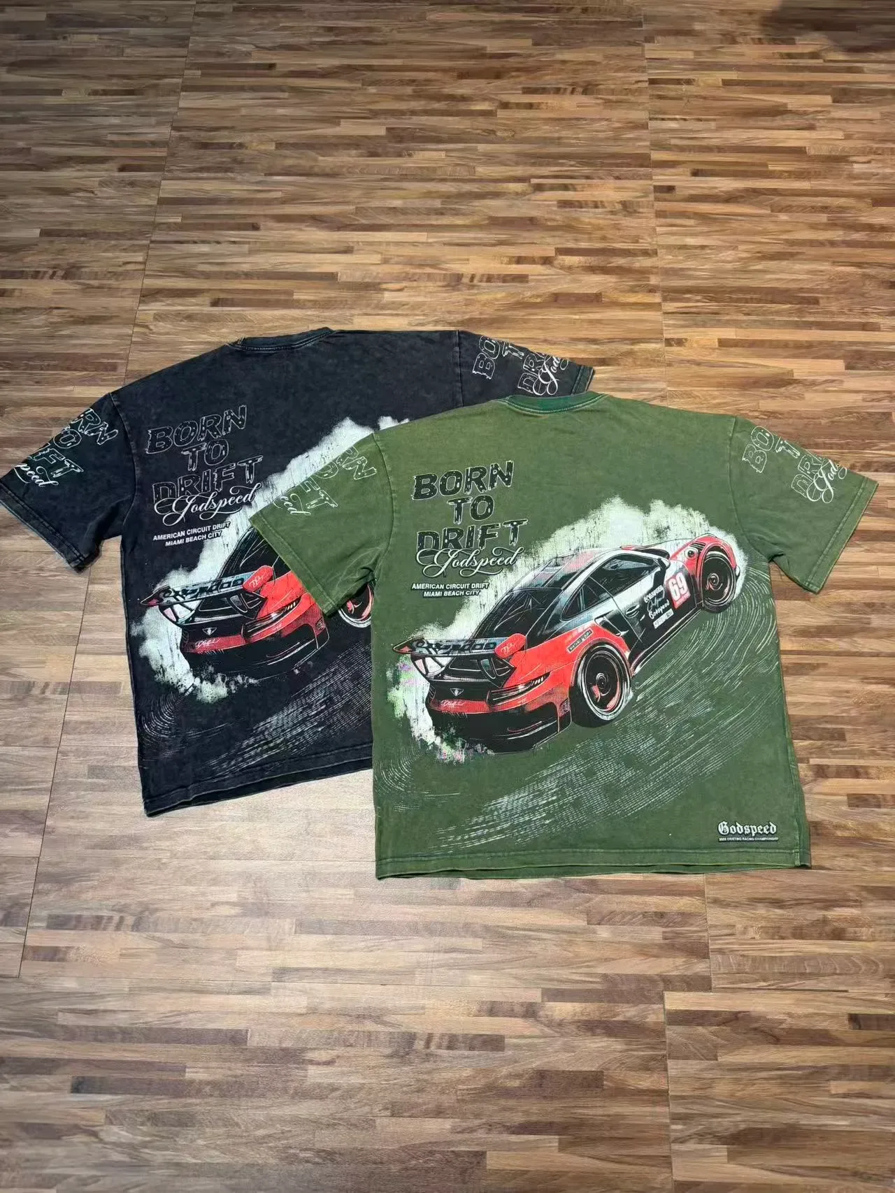 T-shirt Godspeed noir et vert armée à lavage usé et imprimé graphique 4