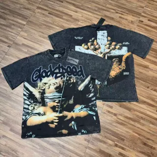 Godspeed Distressed Black Graphic Print T-Shirt