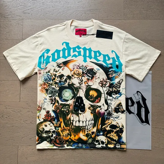 T-shirt Godspeed col rond imprimé graphique motif crâne et floral 5