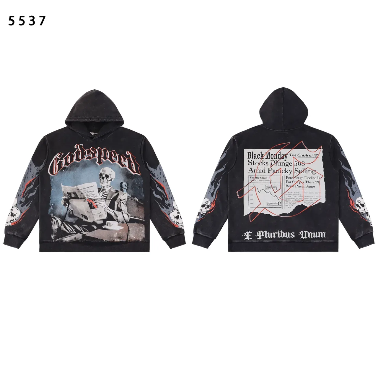 Godspeed Graphic-Print Flame-Accent Skull Hoodie 4