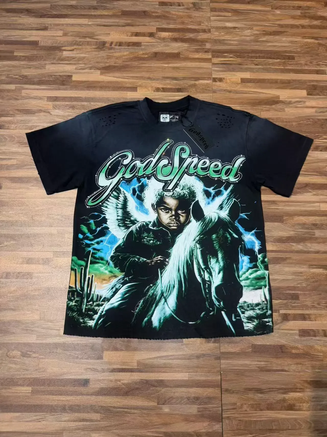 تي شيرت Godspeed أوفرسايز بطباعة جرافيك 6