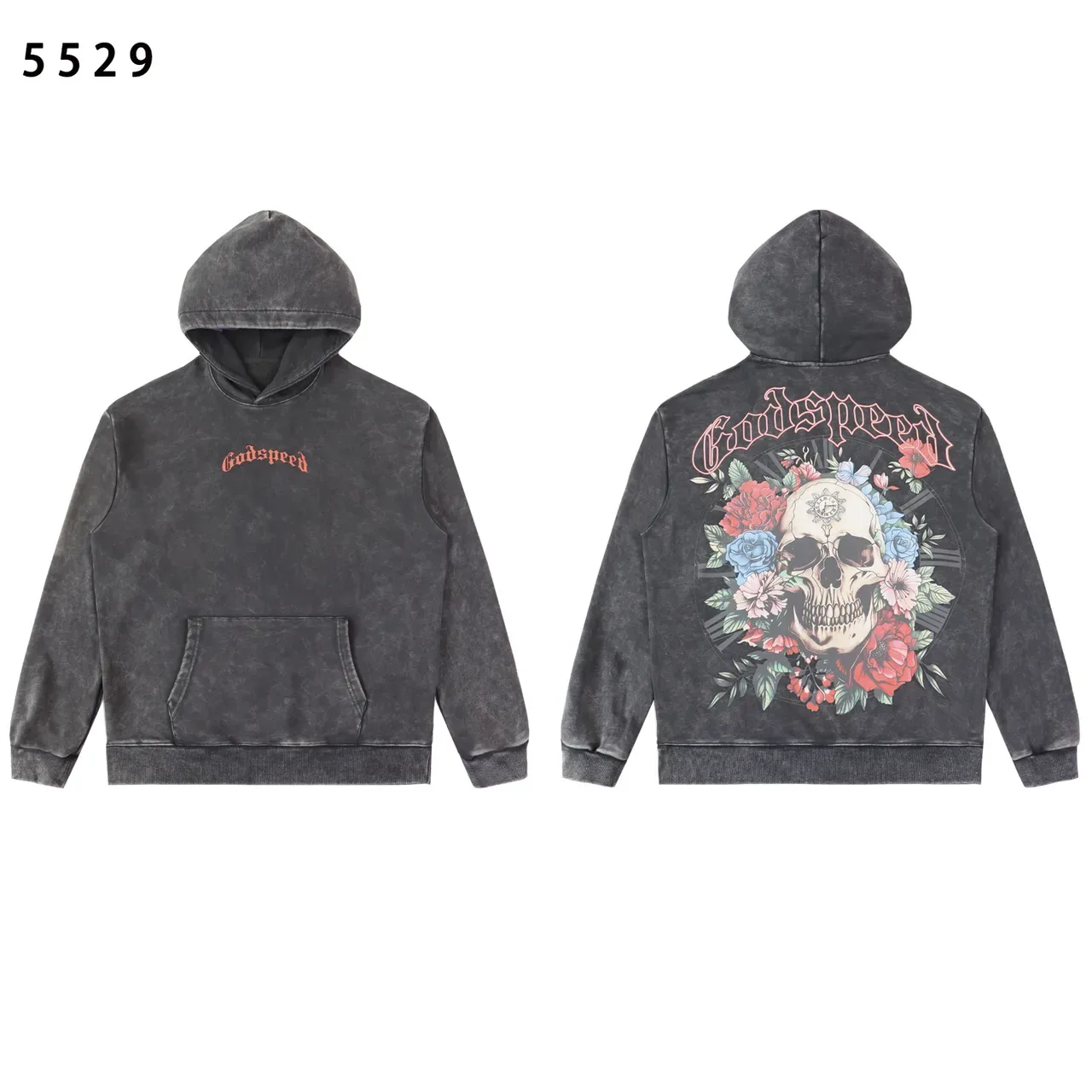 Godspeed Moletom Cinza Vermelho Acid-Wash Distressed 3