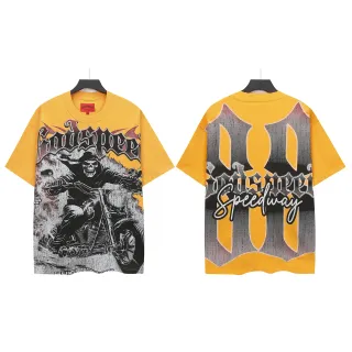 T-shirt Godspeed oversize graphique Skull Rider jaune