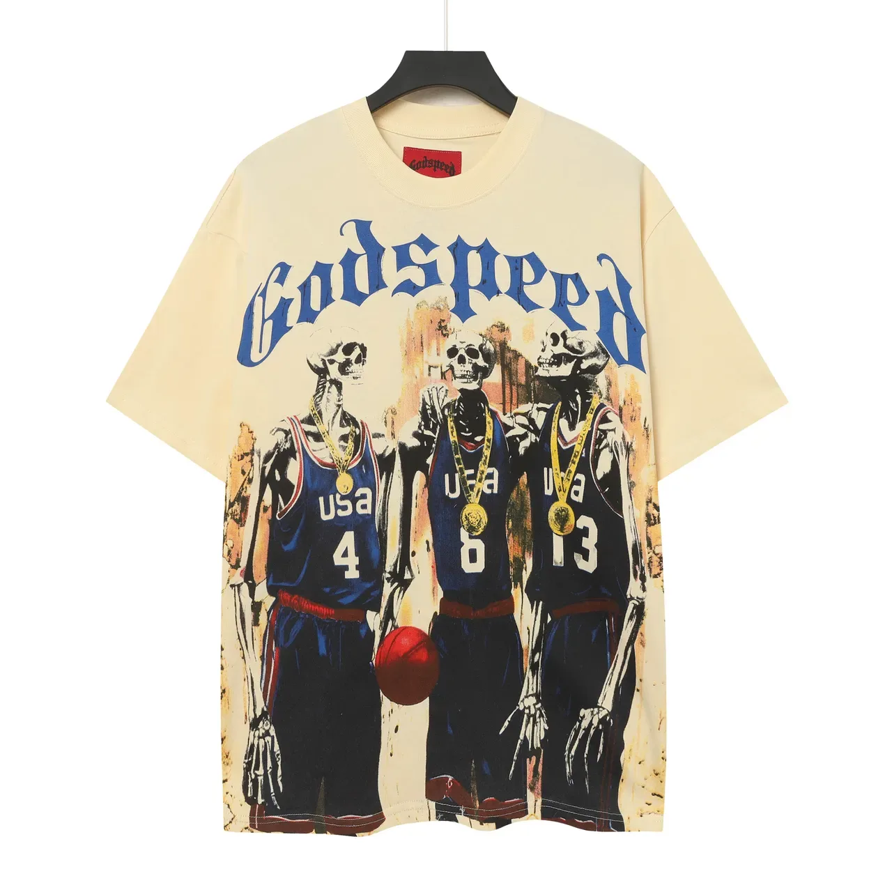Camiseta gráfica Godspeed esquelética de basquete USA 2