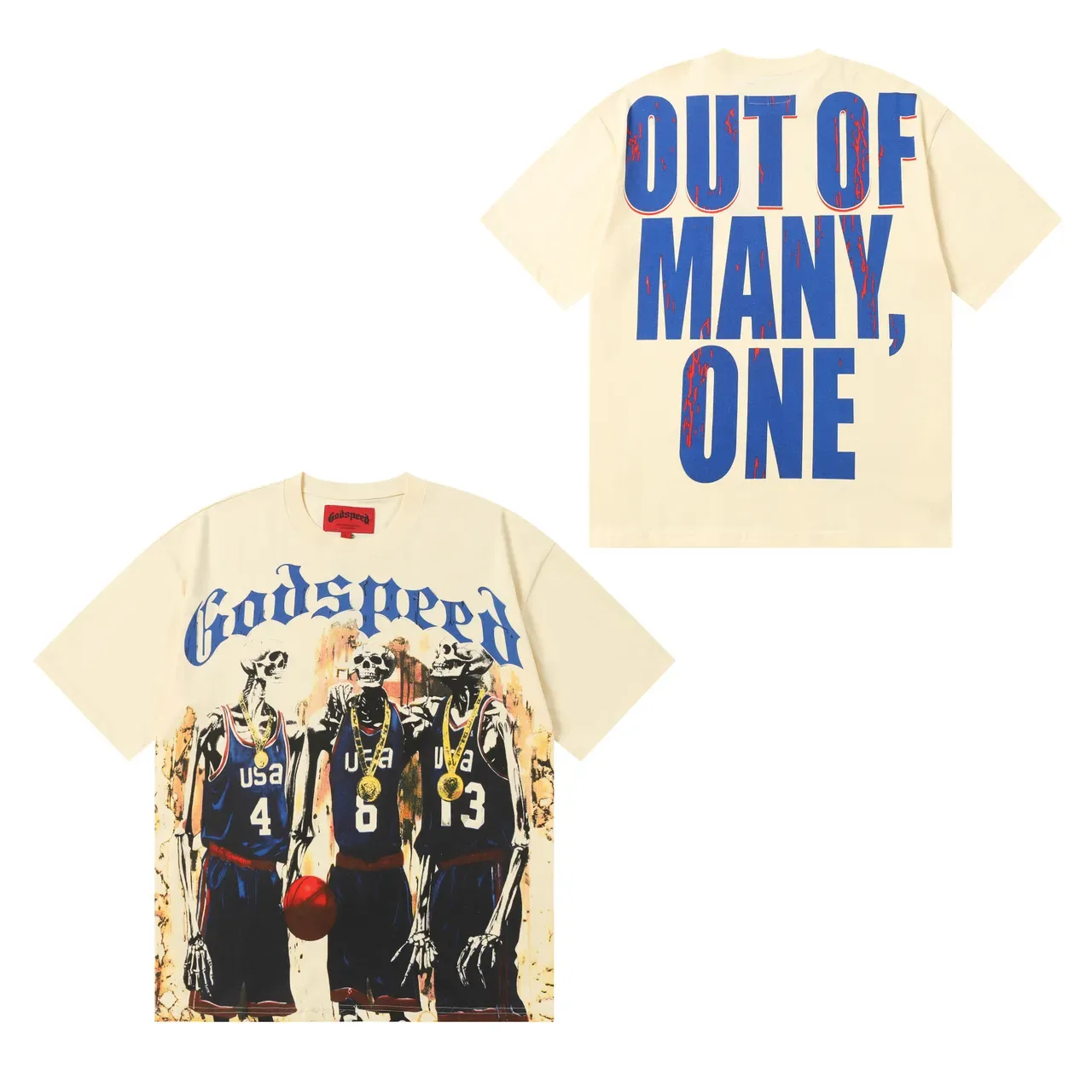 Camiseta gráfica Godspeed esquelética de basquete USA 7