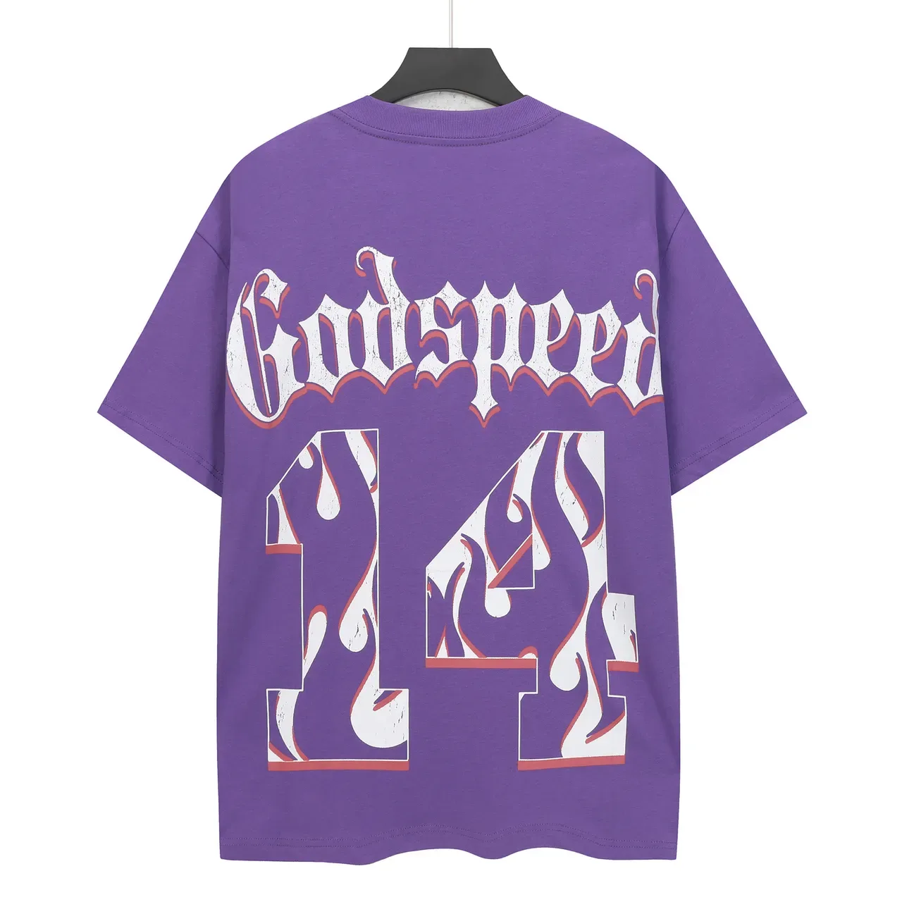 T-shirt violet Godspeed imprimé graphique squelette baseball 3