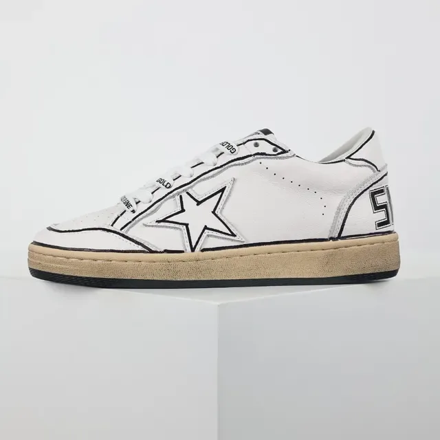 Golden Goose Superstar أبيض أسود نجم لوجو نمط حياة حذاء 9