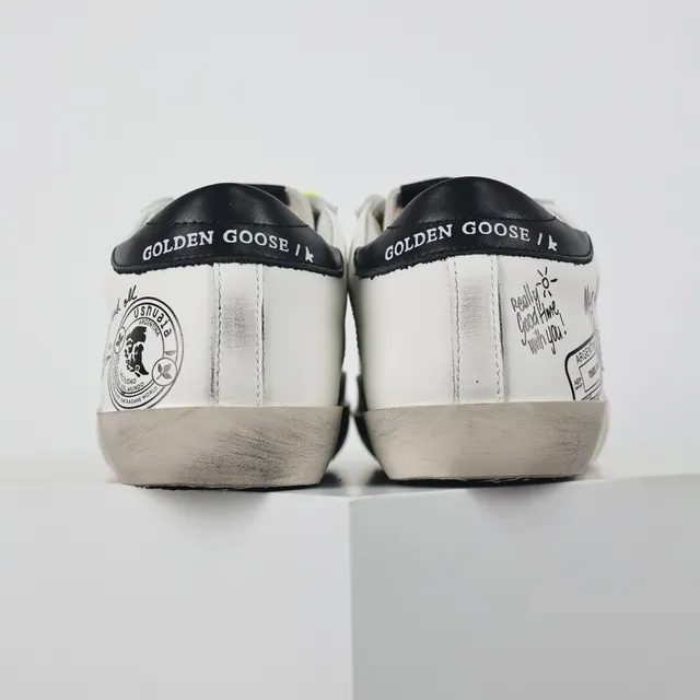 Golden Goose Superstar White Yellow Distressed Sole Hand-Drawn Graffiti Graphics Lifestyle Sneakers 8