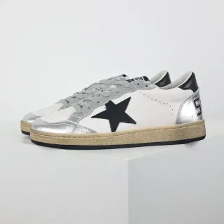 Golden Goose branco prateado low-top emblema estrela tênis lifestyle