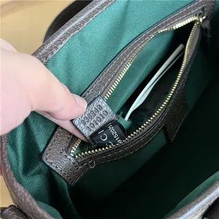 Gucci Beige Brown GG Monogram Canvas Web Stripe Accent Bucket Bag 15