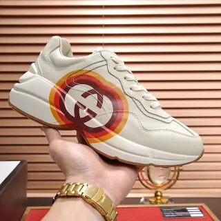 Gucci Beige Multicolor Zapatillas Lifestyle con suela chunky y upper de cuero