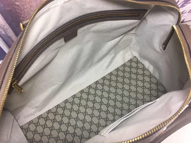 Gucci বেইজ লাল GG Monogram ক্যানভাস Web Stripe Boston Bag 3
