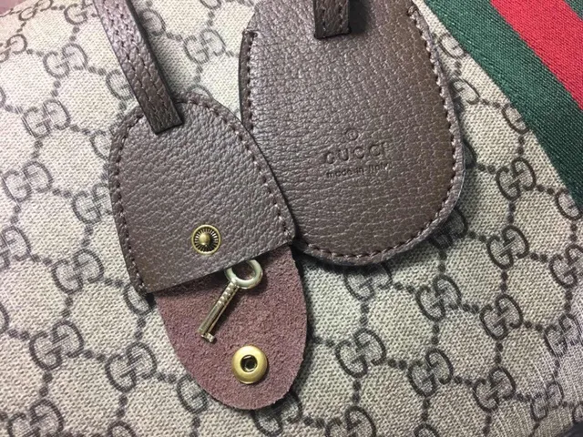 Gucci বেইজ লাল GG Monogram ক্যানভাস Web Stripe Boston Bag 6