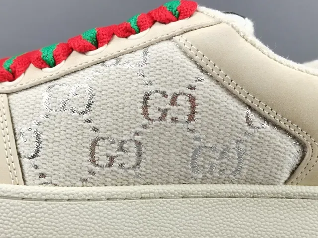 Gucci বেইজ লাল প্ল্যাটফর্ম সোল GG মনোগ্রাম টেক্সটাইল লাইফস্টাইল স্নিকার 8
