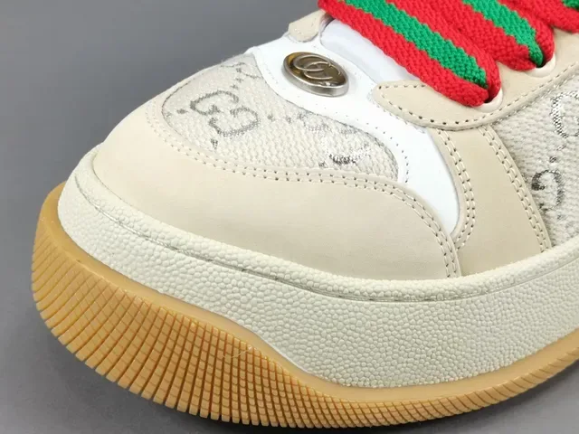 Gucci বেইজ লাল প্ল্যাটফর্ম সোল GG মনোগ্রাম টেক্সটাইল লাইফস্টাইল স্নিকার 9