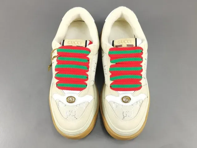 Gucci বেইজ লাল প্ল্যাটফর্ম সোল GG মনোগ্রাম টেক্সটাইল লাইফস্টাইল স্নিকার 16