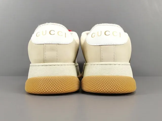 Gucci বেইজ লাল প্ল্যাটফর্ম সোল GG মনোগ্রাম টেক্সটাইল লাইফস্টাইল স্নিকার 17