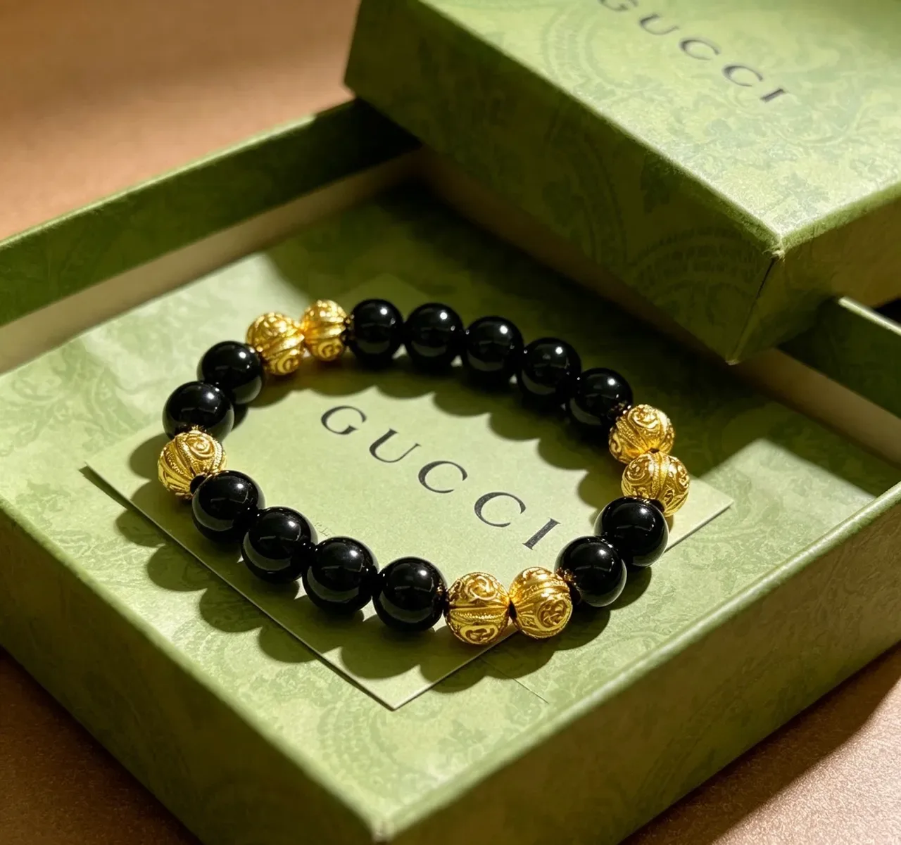 Gucci Black Gold Beaded Bracelet 9