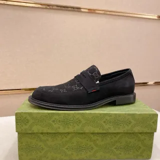Gucci Mocassim Preto Verde Camurça Superior GG Monograma Print