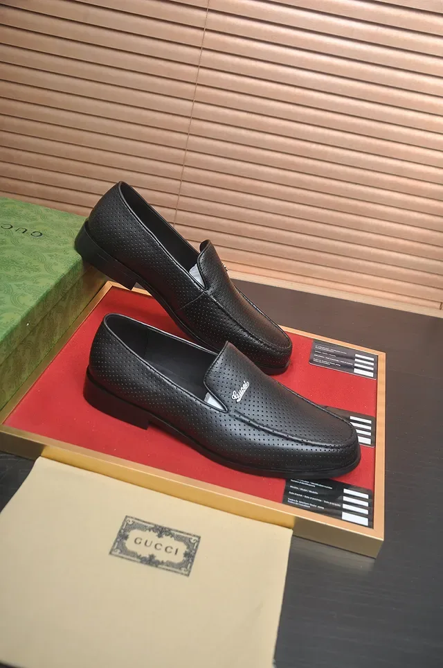 Gucci Black Perforated Leather Slip-On Loafer 4