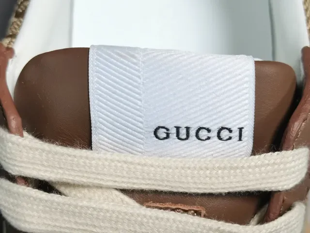 Gucci Marrom Bege GG Monograma Lona Couro Sobreposições Lifestyle Sneakers 10